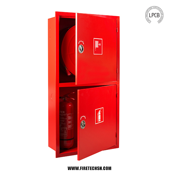 Red iron fire cabinet for fire hose reel and fire extinguisher