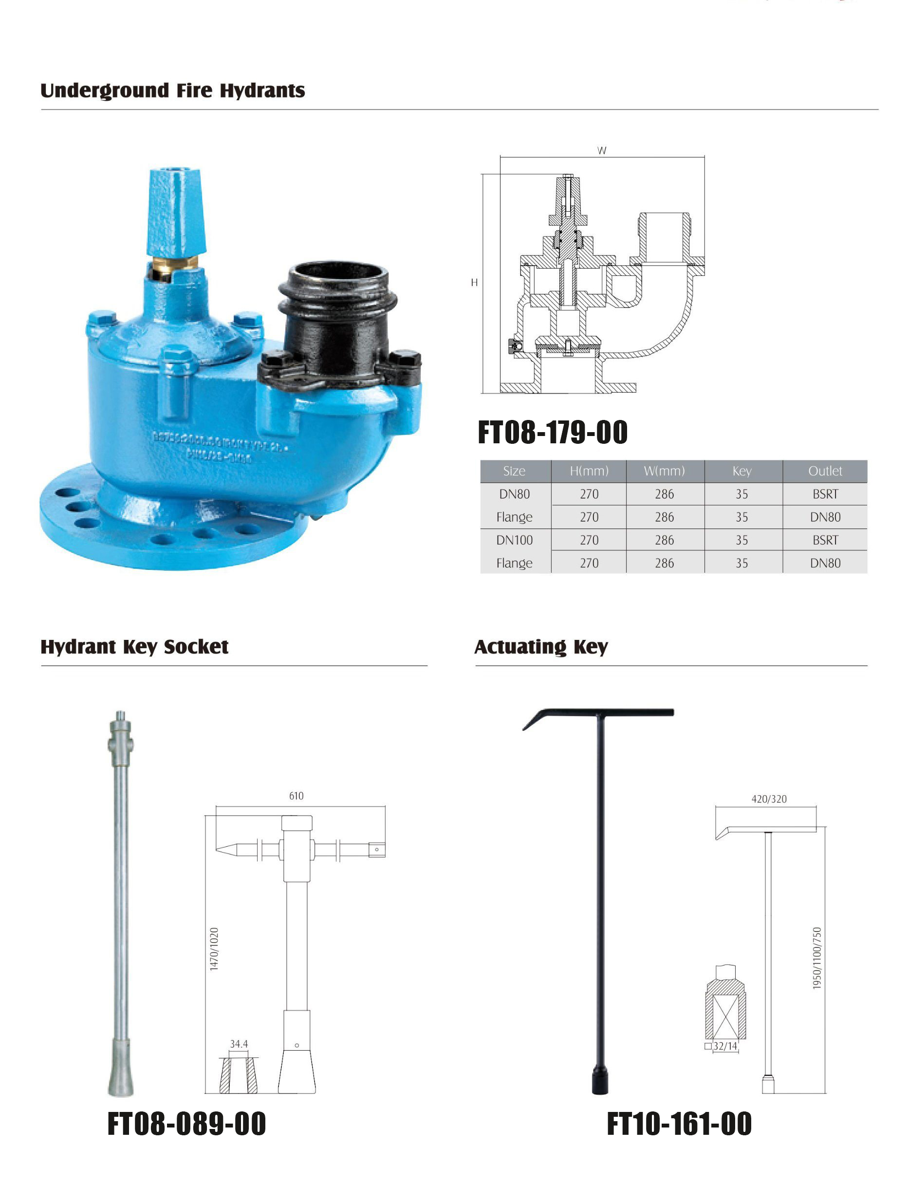 BS standard EN 1561 Underground Fire Hydrant with Key